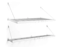 NewAge Products Pro Series White 4 Ft. X 8 Ft. & 2 Ft. X 8 Ft. Wall Mounted Steel Shelf, Garage Overheads, 40409