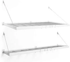NewAge Products Pro Series White 4 Ft. X 8 Ft. & 2 Ft. X 8 Ft. Wall Mounted Steel Shelf, Garage Overheads, 40409 -Brabantia Shop 31UaXhHJxML. AC