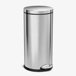 Simplehuman 30 Liter / 8 Gallon Round Step Trash Can, Brushed Stainless Steel,15.1 X 12.4 X 25.6 Inches -Brabantia Shop 31UhgIPWOtL 1