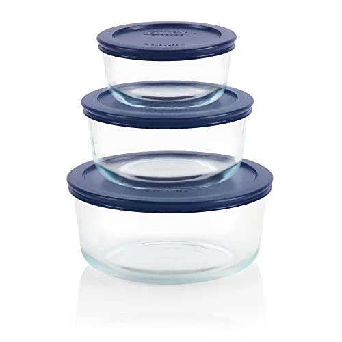 Pyrex Simply Store 6-Pc Glass Food Storage Container Set With Lid, 7-Cup, 4-Cup, & 2-Cup Round Glass Storage Containers With Lid, BPA-Free Lid, Dishwasher, Microwave And Freezer Safe 1 Pyrex Simply Store 6-Pc Glass Food Storage Container Set With Lid, 7-Cup, 4-Cup, & 2-Cup Round Glass Storage Containers With Lid, BPA-Free Lid, Dishwasher, Microwave And Freezer Safe