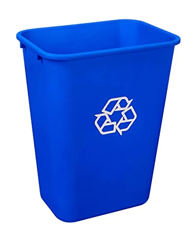 AmazonCommercial 10 Gallon Rectangular Commercial Office Wastebasket, W/ Recycle Logo, 1-Pack, Blue 2 AmazonCommercial 10 Gallon Rectangular Commercial Office Wastebasket, W/ Recycle Logo, 1-Pack, Blue - Image 2