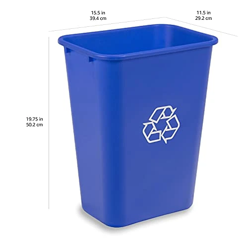 AmazonCommercial 10 Gallon Rectangular Commercial Office Wastebasket, W/ Recycle Logo, 1-Pack, Blue 6 AmazonCommercial 10 Gallon Rectangular Commercial Office Wastebasket, W/ Recycle Logo, 1-Pack, Blue - Image 6