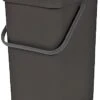 Brabantia Sort & Go Kitchen Recycling Can (3.2 Gal / Gray) Stackable Waste Organiser With Handle & Removable Lid, Wall/Cupboard Mounting