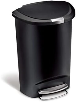 Simplehuman 50 Liter / 13 Gallon Semi-Round Kitchen Step Trash Can With Secure Slide Lock, Black Plastic -Brabantia Shop 31anIHoxfL. AC