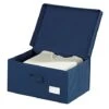 WENKO Storage Box Air L-Breathable Fleece, 44 X 19 X 33 Cm, Blue