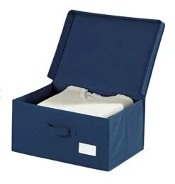 WENKO Storage Box Air L-Breathable Fleece, 44 X 19 X 33 Cm, Blue