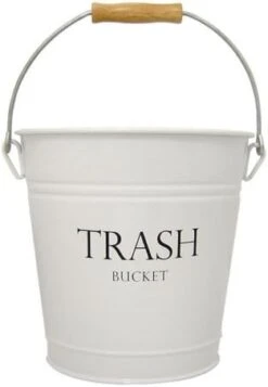IDesign Metal Pail Trash Can For Bathroom, Bedroom, Home Office, Dorm, 10.75" X 10.75" X 10.5", White Finish With Vintage Black Lettering -Brabantia Shop 31c4FmmxMoL. AC