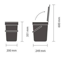 Brabantia Sort & Go Kitchen Recycling Can (3.2 Gal / Gray) Stackable Waste Organiser With Handle & Removable Lid, Wall/Cupboard Mounting -Brabantia Shop 31cUNEch1NL