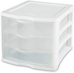 Sterilite 17918004 3 Drawer Unit, White Frame With Clear Drawers, Pack Of 4 -Brabantia Shop 31fiuliyIaL. AC