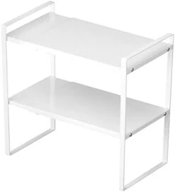 2 Tier Expandable Cabinet Shelf Organizer Over The Sink Storage Rack 2 Tier Adjustable Countertop For Kitchen Bathroom Pantry Spice Cupboard Dish Cup Bottle Pot Metal Plate Heavy Duty Nonslip(Black) -Brabantia Shop 31fzEmpT1fL. AC