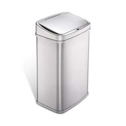 NINESTARS Automatic Touchless Infrared Motion Sensor Trash Can With Stainless Steel Base & Oval, Silver/Black Lid, 21 Gal -Brabantia Shop 31g12BMWj8L
