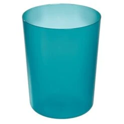 IDesign Finn Compact Round Plastic Trash Can For Bathroom, Bedroom, Home Office, Dorm, 7. 64" X 10", Teal