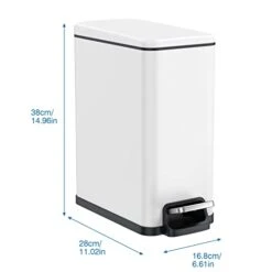 BETHEBEST Bathroom Trash Can With Lid,Foot Pedal Garbage Can With Removable Liner Bucket, 2.6 Gallon Rectangular Step Trash Bin For Bathroom,Bedroom,Office (White) -Brabantia Shop 31homtQnvuL
