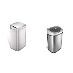 NINESTARS Automatic Touchless Infrared Motion Sensor Trash Can With Stainless Steel Base & Oval, Silver/Black Lid, 21 Gal -Brabantia Shop 31iK8vRh gL