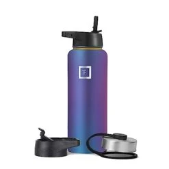 IRON °FLASK Sports Water Bottle - 40oz, 3 Lids (Straw Lid), Leak Proof - Stainless Steel Gym & Sport Bottles For Men, Women & Kids - Double Walled, Insulated Thermos, Metal Canteen