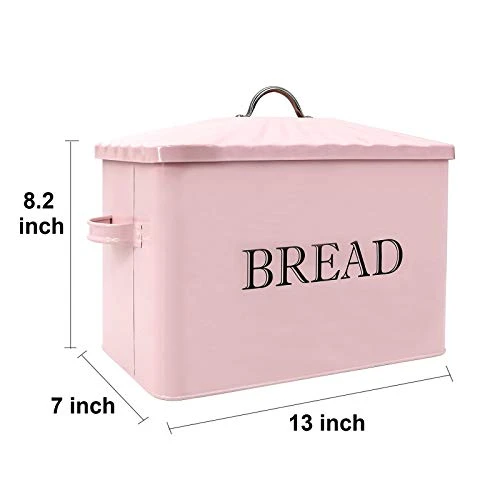 Jolitac Metal Bread Box - Kitchen Countertop Pink Bread Storage Bin With Lid And Hands, Large Capacity Farmhouse Bread Keeper Food Storage Container 4 Jolitac Metal Bread Box - Kitchen Countertop Pink Bread Storage Bin With Lid And Hands, Large Capacity Farmhouse Bread Keeper Food Storage Container - Image 4