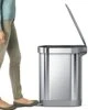 Simplehuman 45 Liter / 12 Gallon Slim Hands-Free Kitchen Step Trash Can, Brushed With Plastic Lid