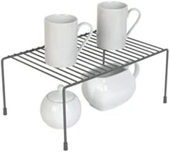 Smart Design Cabinet Storage Shelf Rack - Large (8.5 X 16 Inch) - Steel Metal Wire - Cupboard, Plate, Dish, Counter & Pantry Organizer Organization - Kitchen [Charcoal Gray] -Brabantia Shop 31lV2il5aL. AC