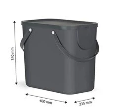 Rotho Albula Recycle Waste Bin With Lid L, Plastic (PP), Multicoloured, Blue/Anthracite, 2 X 25 Litres (2 X 40x23.5x34cm), 40 X 23.5 X 34 Cm