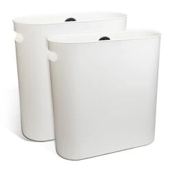 Zaaqii 2.2 Gallon Small Slim White Plastic Trash Can Narrow Covered Garbage Bin For Bathroom Laundry Home Office Kitchen Pack Of 2