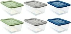 Organize Your Home Small Spaces Colorful Storage Bins With Lids, 6 Pack, Stackable Small Plastic Containers For Organization And Storage, Great For Home Or Office, 1.7 Quart Bins With Lids -Brabantia Shop 31mZxotoruL. AC