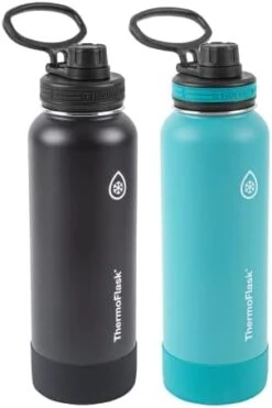 ThermoFlask Double Wall Vacuum Insulated Stainless Steel Kids Water Bottle With Straw Lid, 14 Ounce, 2-pack, Punch/Eggplant -Brabantia Shop 31mfepd5D5L. AC