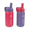 ThermoFlask Double Wall Vacuum Insulated Stainless Steel Kids Water Bottle With Straw Lid, 14 Ounce, 2-pack, Punch/Eggplant