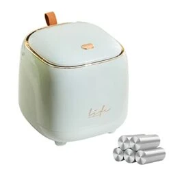 Mini Countertop Trash Can With 5 Rolls Of Trash Bags, Waste Can With Press Type Lid, 0.5 Gallon/1.5 Liter Wastebasket Trash Can Dispenser, Mini Bin For Bathroom Vanity,Coffee Table (White) -Brabantia Shop 31my6NjwtKL
