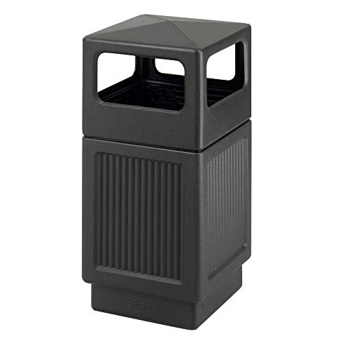 Safco Products Canmeleon Outdoor/Indoor Recessed Panel Trash/Garbage Can 9476BL; Black; Decorative Fluted Panels; 38-Gallon Capacity 1 Safco Products Canmeleon Outdoor/Indoor Recessed Panel Trash/Garbage Can 9476BL; Black; Decorative Fluted Panels; 38-Gallon Capacity