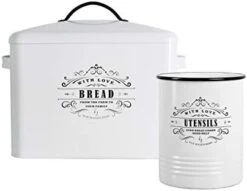 Extra Large White Farmhouse Bread Box For Kitchen Countertop - Holds 2+ Loaves For All Your Bread Storage - Bread Container Counter Organizer To Suit Farmhouse Kitchen Decor, Vintage Kitchen, Rustic -Brabantia Shop 31nNJiSdbL. AC