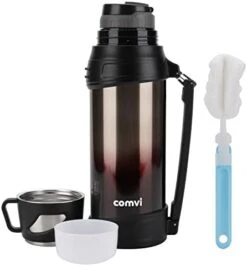 Comvi 68oz Large Coffee Thermus For Travel - 24 Hours Hot & Cold Flasks For Hot And Cold Drinks, Stainless Steel, Vacuum Insulated Flask With 2 Cups For Hiking & Camping For Men/Women - Coffee -Brabantia Shop 31o41JJHKL. AC