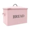 Jolitac Metal Bread Box - Kitchen Countertop Pink Bread Storage Bin With Lid And Hands, Large Capacity Farmhouse Bread Keeper Food Storage Container