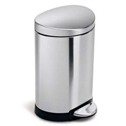 Simplehuman 10 Liter / 2.6 Gallon Small Semi-Round Bathroom Step Trash Can, Brushed Stainless Steel -Brabantia Shop 31phFZOOLhL
