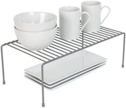 Smart Design Cabinet Storage Shelf Rack - Large (8.5 X 16 Inch) - Steel Metal Wire - Cupboard, Plate, Dish, Counter & Pantry Organizer Organization - Kitchen [Charcoal Gray] -Brabantia Shop 31q4qWQnfcL. AC