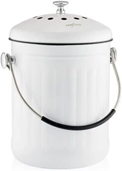RED FACTOR Premium Compost Bin For Kitchen Countertop - Stainless Steel Food Waste Bucket With Innovative Dual Filter Technology - Includes Spare Filters (Matt Copper, 1.3 Gallon) -Brabantia Shop 31qje5slEgL. AC