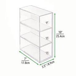 Plastic Kitchen Pantry Stackable Storage Organizer Container Station With 3 Drawers For Cabinet, Countertop, Holds Coffee, Tea, Sugar Packets, Creamers - Lumiere Collection - Clear -Brabantia Shop 31sYgYPLeNL