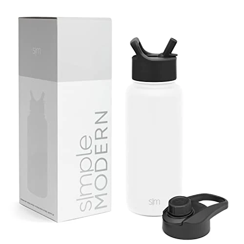 Simple Modern Water Bottle With Straw And Chug Lid Vacuum Insulated Stainless Steel Metal Thermos Bottles | Reusable Leak Proof BPA-Free Flask For Sports, Gym | Summit Collection | 32oz, Winter White 1 Simple Modern Water Bottle With Straw And Chug Lid Vacuum Insulated Stainless Steel Metal Thermos Bottles | Reusable Leak Proof BPA-Free Flask For Sports, Gym | Summit Collection | 32oz, Winter White