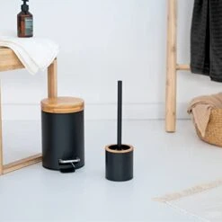 Kazai. 3L Designer Bathroom Bin | Superior Bamboo | Soft Closing | Anti-Finger | Black -Brabantia Shop 31u36lZ27xL
