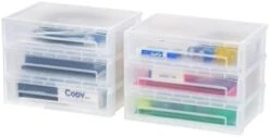 IRIS USA Small Desktop Stacking Drawer, 6-Pack, Sliding Plastic Drawer Storage Container For Stationery Art Craft Supplies Fabric Tools Kitchen Pantry Office And Garage Organization, Black -Brabantia Shop 31ueQl4O9tL. AC