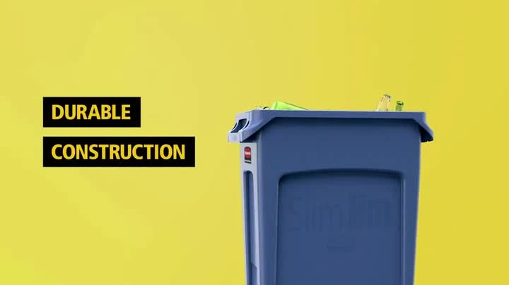 Rubbermaid Commercial Products Slim Jim Plastic Rectangular Recycling Bin With Venting Channels, 23 Gallon, Blue Recycling (FG354007BLUE) 4 Rubbermaid Commercial Products Slim Jim Plastic Rectangular Recycling Bin With Venting Channels, 23 Gallon, Blue Recycling (FG354007BLUE) - Image 4