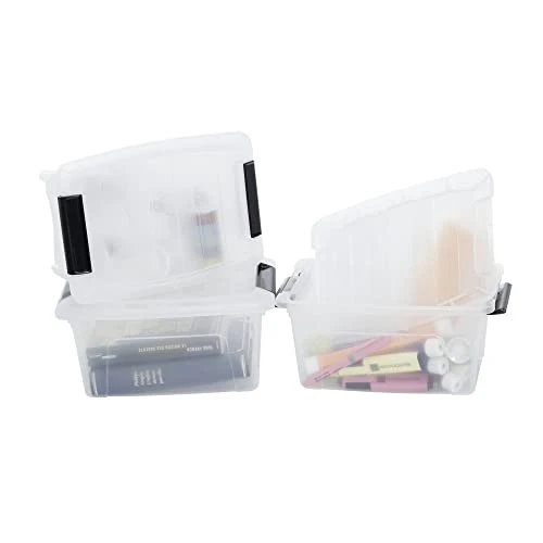 IRIS OHYAMA, Plastic Storage Boxes With Lid And Closing Clips, 5L, Set Of 3, Integrated Handles, Stackable, BPA Free, Bedroom, Office, Living Room, DDNTB-5, Clear 3 IRIS OHYAMA, Plastic Storage Boxes With Lid And Closing Clips, 5L, Set Of 3, Integrated Handles, Stackable, BPA Free, Bedroom, Office, Living Room, DDNTB-5, Clear - Image 3