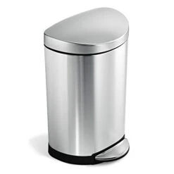 Simplehuman 10 Liter / 2.6 Gallon Small Semi-Round Bathroom Step Trash Can, Brushed Stainless Steel -Brabantia Shop 31wUuxDH3aL 1