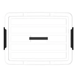 Cetomo 15L*4 Plastic Storage Box, Tote Box,Organizing Container With Durable Lid And Secure Latching Buckles, Stackable And Nestable, 4Pack, Transparent Black With Black Buckle -Brabantia Shop 31wldGjYv2L