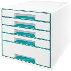 Leitz 52142036 A4"Wow" Cube 5 Drawers Filling Unit - White/Blue -Brabantia Shop 31wzO8FTk3L. AC