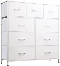 WLIVE 9-Drawer Dresser, Fabric Storage Tower For Bedroom, Hallway, Nursery, Closet, Tall Chest Organizer Unit With Fabric Bins, Steel Frame, Wood Top, Easy Pull Handle, Greige -Brabantia Shop 31xDxuDaywL. AC