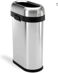 Simplehuman 50 Liter / 13.2 Gallon Slim Open Top Trash Can, Commercial Grade Heavy Gauge Brushed Stainless Steel -Brabantia Shop 31xMOsTRRpL. AC