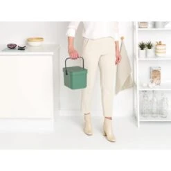 Brabantia Sort & Go Food Trash Can (1.6 Gal/Fir Green) Small Countertop Kitchen Compost Caddy With Handle & Removable Lid, Easy Clean, Fixtures Included For Wall/Cupboard Mounting -Brabantia Shop 31xnAbApsgL