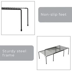 Smart Design Expandable Storage Rack - Scratch Resistant Feet - Metal Wire - Kitchen Counter, Bathroom Medicine Organizer, Dish, Plate Display Shelf, Sink Cabinet, Cupboard Riser - 16 X 32.5 - Black -Brabantia Shop 31xymLB0rML