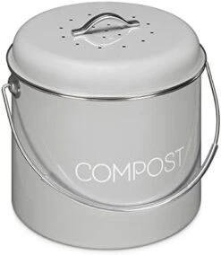 Navaris Compost Bin For Kitchen Counter - 0.8 Gallon (3L) Metal Countertop Indoor Composter Bucket With Charcoal Filters And Lid - Cream, Size Small -Brabantia Shop 31y2WXMRehL. AC