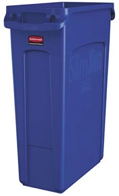 Rubbermaid Commercial Products Slim Jim Plastic Rectangular Recycling Bin With Venting Channels, 23 Gallon, Blue Recycling (FG354007BLUE) 22 Rubbermaid Commercial Products Slim Jim Plastic Rectangular Recycling Bin With Venting Channels, 23 Gallon, Blue Recycling (FG354007BLUE) -Brabantia Shop 31zKyaV3itL